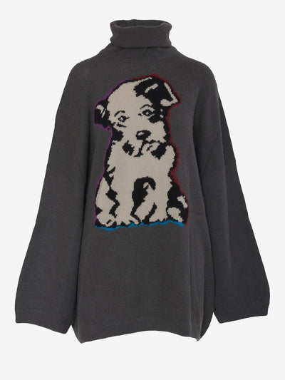 Krizia Wool over sweater with dog embroidery