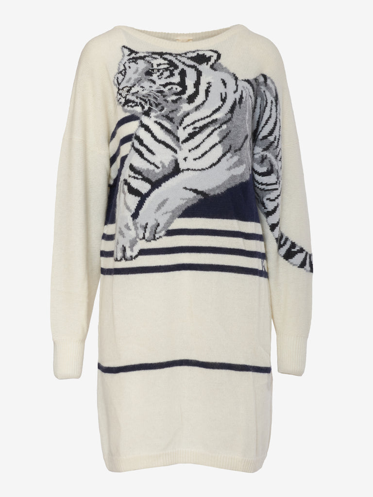 Krizia Wool Tiger Embroidery Dress