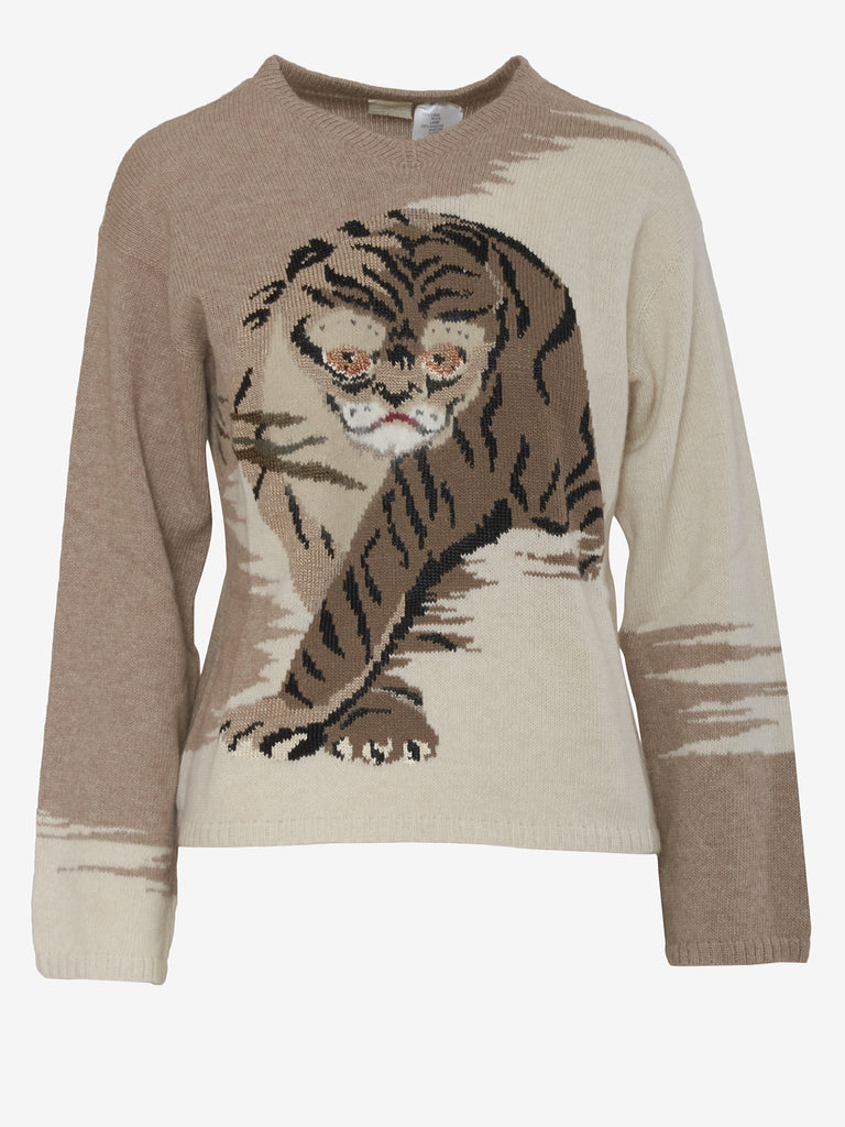 Krizia Hyena Embroidery Sweater