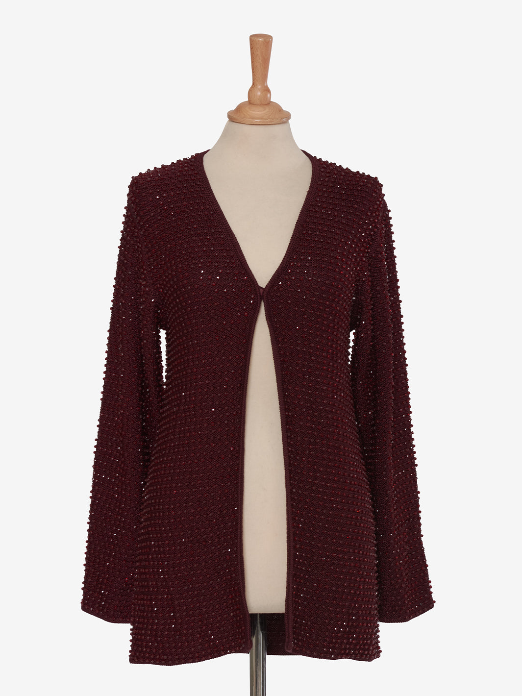 Krizia Bordeaux Cardigan with Applications