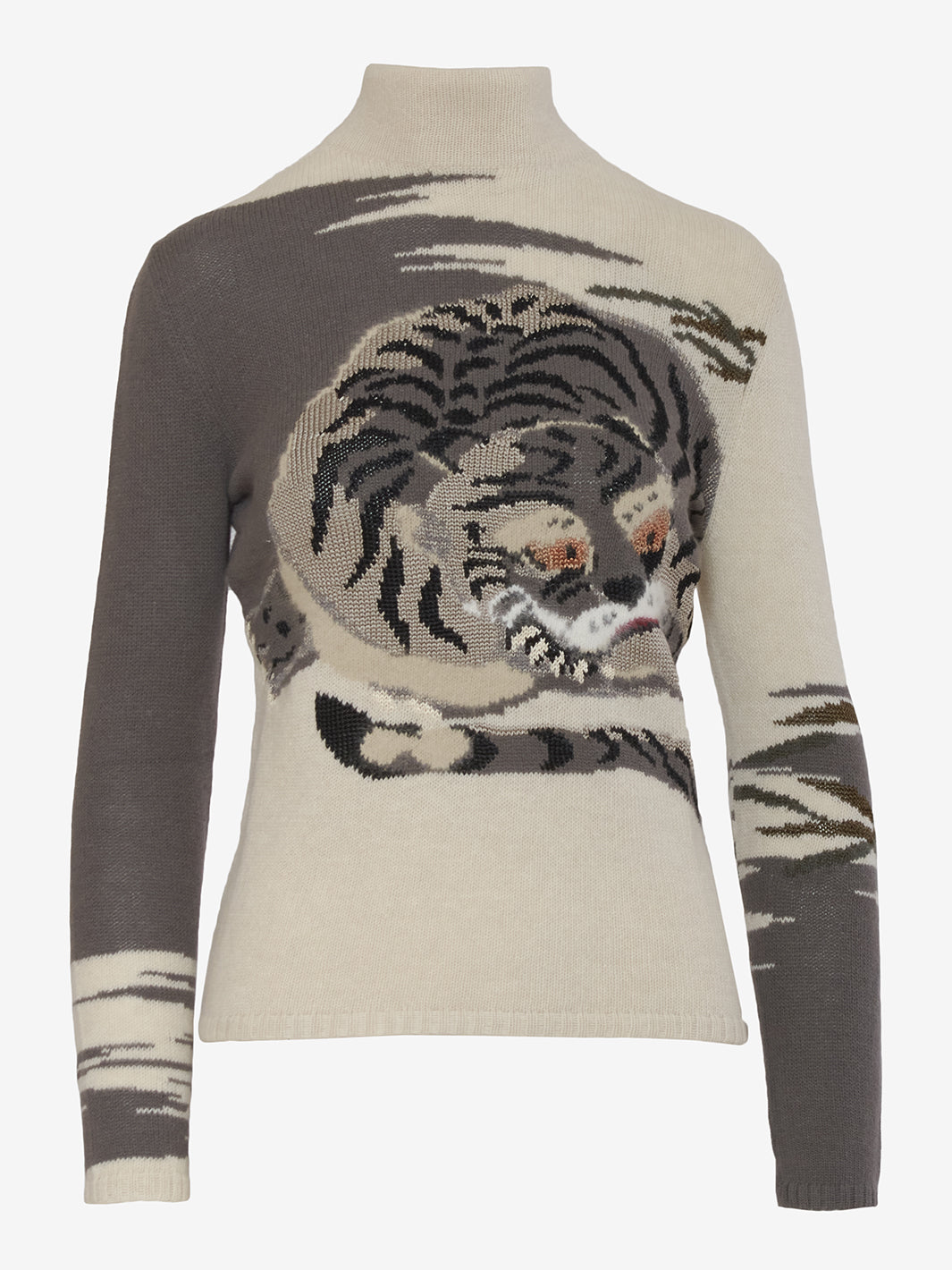 Krizia Wool mock t-shirt with hyena embroidery