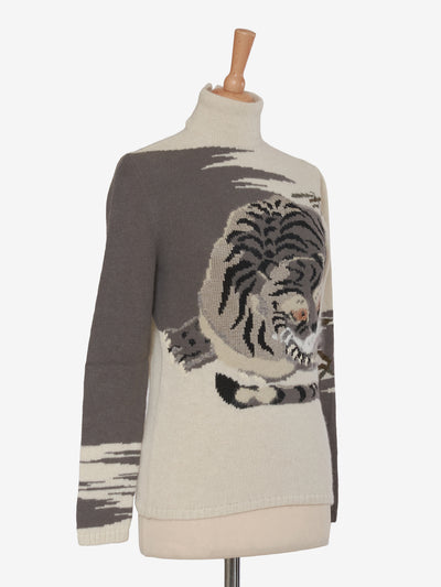 Krizia Wool mock t-shirt with hyena embroidery