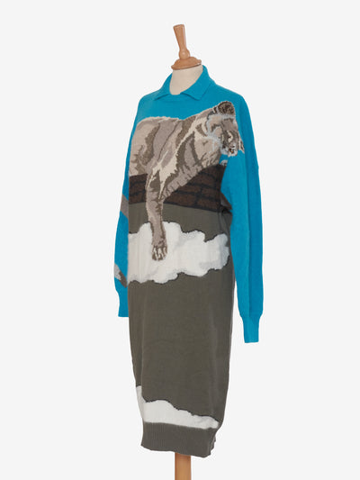 Krizia Wool dress with puma embroidery