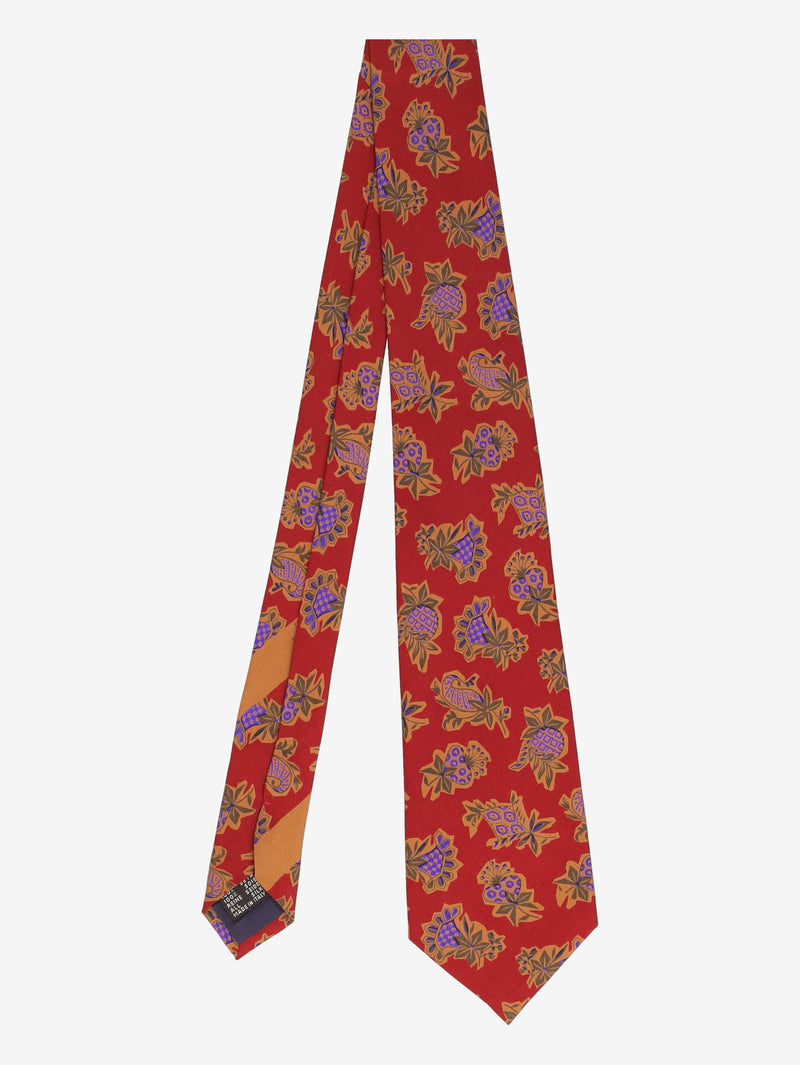 Krizia Uomo Red Silk Tie with Abstract Blue Motif MU260921.103  Krizia 