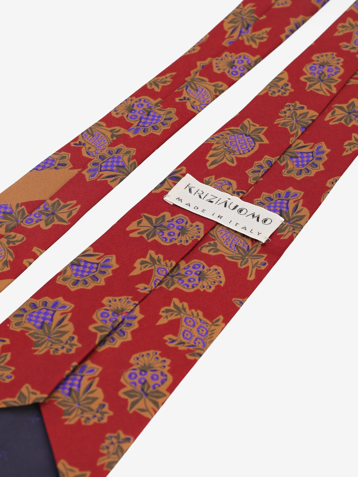 Krizia Uomo Red Silk Tie with Abstract Blue Motif MU260921.103  Krizia 