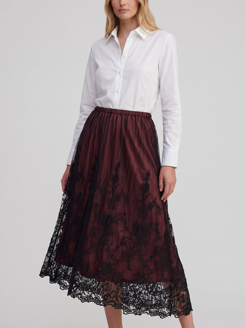 La Perla Vintage Burgundy & Black Lace Maxi Skirt W27526.190  La Perla 