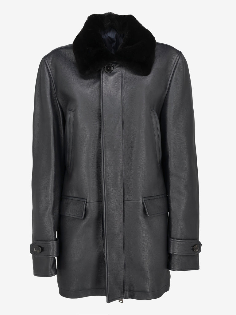 Larusmiani FW15 Deer Leather Bomber Jacket with Fur Collar WCV26.1.1  Larusmiani 