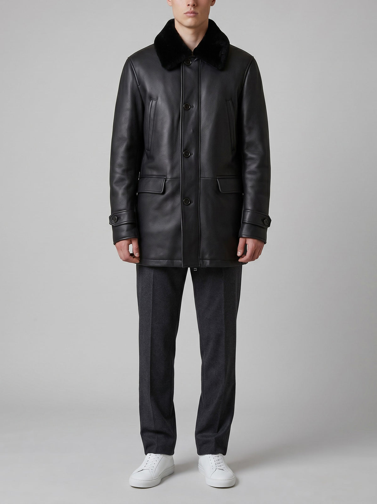 Larusmiani FW15 Deer Leather Bomber Jacket with Fur Collar WCV26.1.1  Larusmiani 