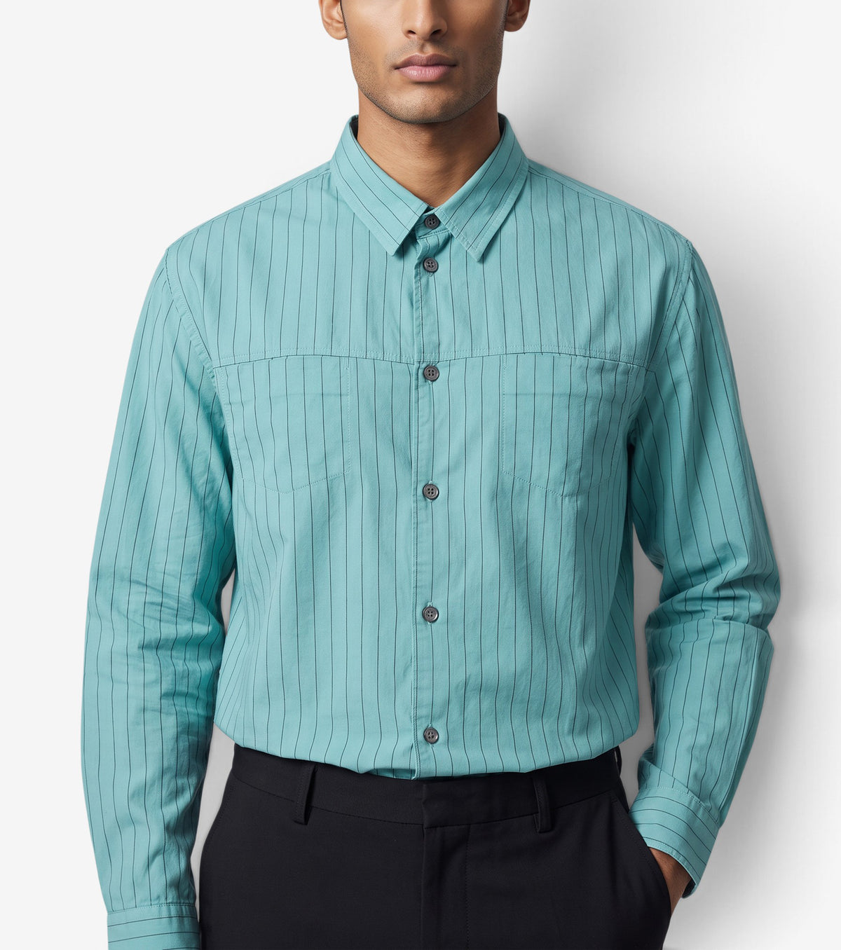 Marc by Marc Jacobs Turquoise Striped Shirt W051026.2  Marc by Marc Jacobs 
