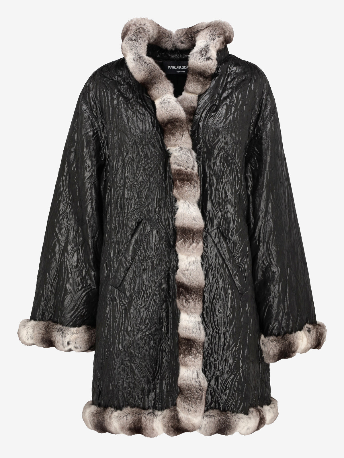 Mario Borsato Textured Coat with Faux Fur Inserts CVM26.6.32  Mario Borsato 