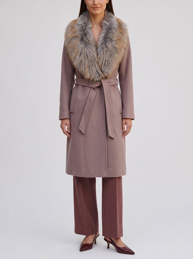 Max & Co. Wool Coat with Faux Fur Collar CVM26.22.9  Max & Co 