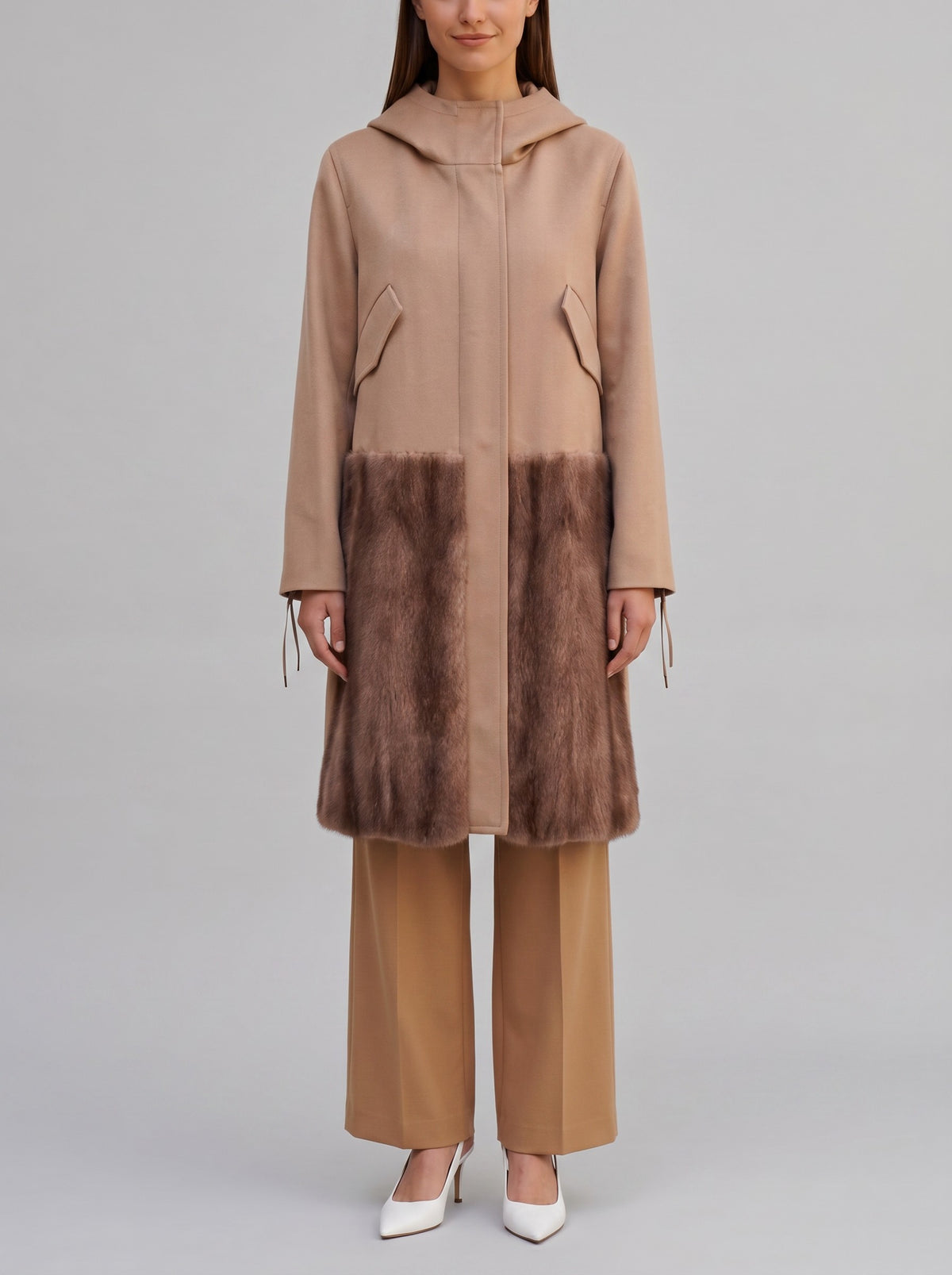 Max Mara Hooded Coat with Mink Fur Inserts CVM26.22.8  Max Mara 