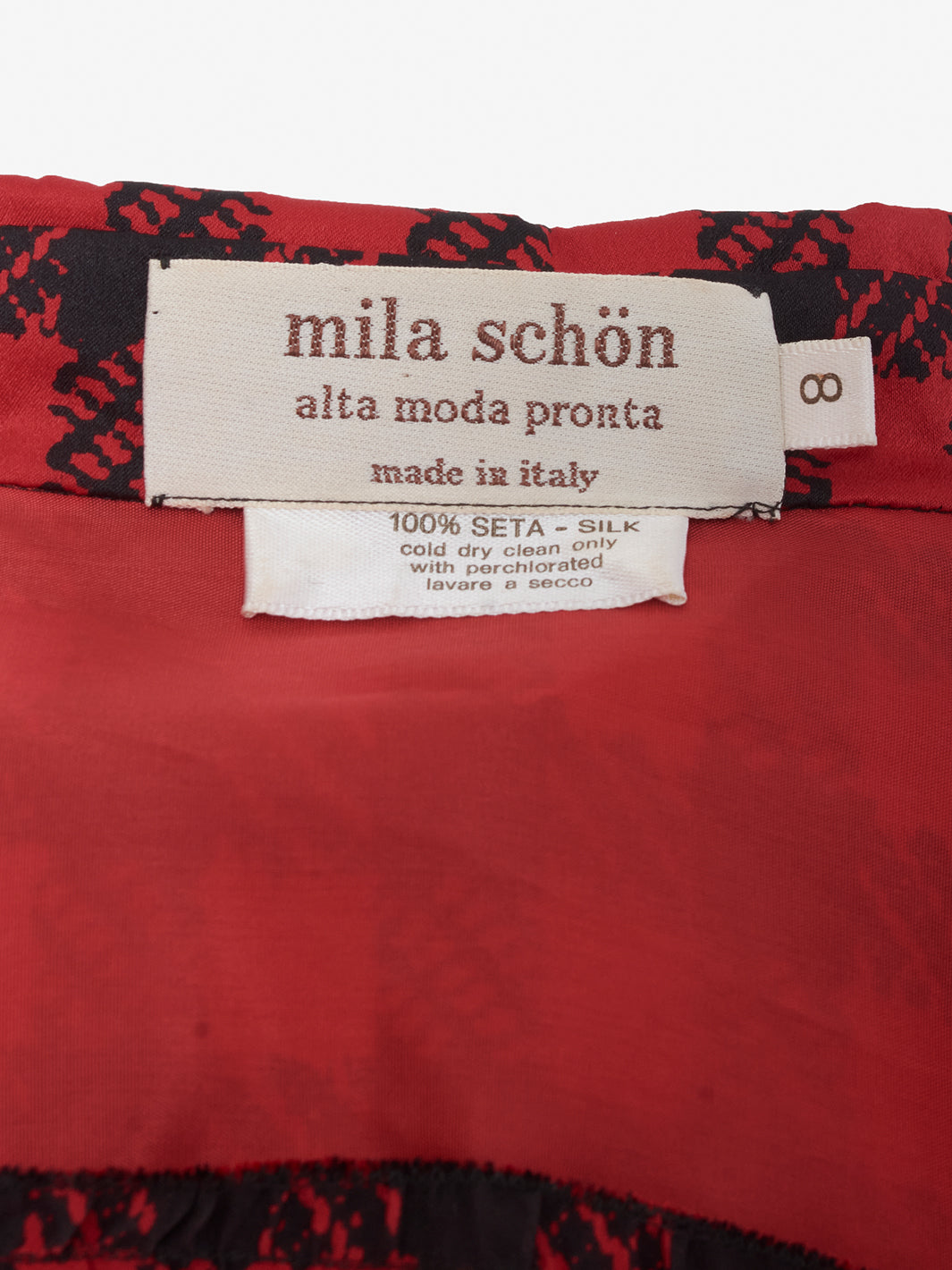 Mila Schön 千鸟格图案真丝半身裙和衬衫套装