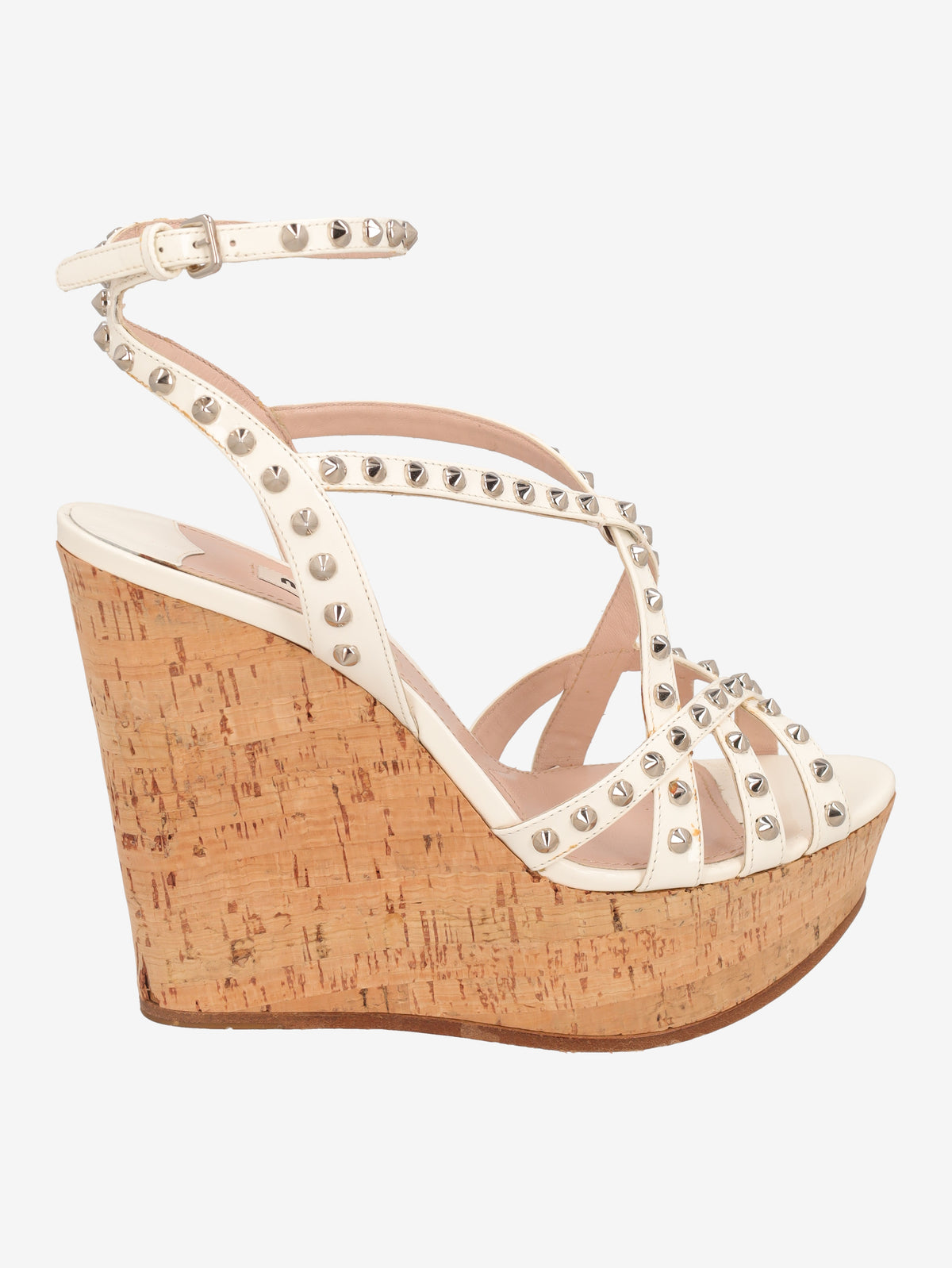 Miu Miu Studded Cork Wedge Sandals W6826.14  Miu Miu 