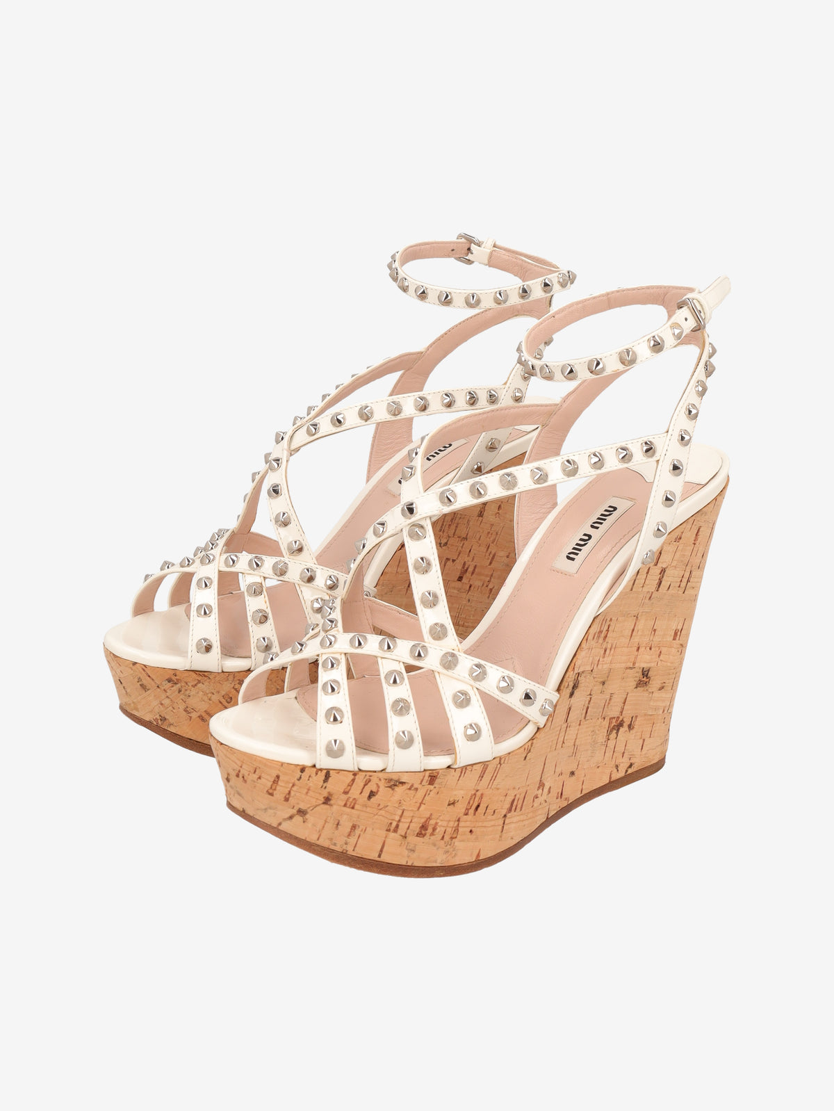 Miu Miu Studded Cork Wedge Sandals W6826.14  Miu Miu 