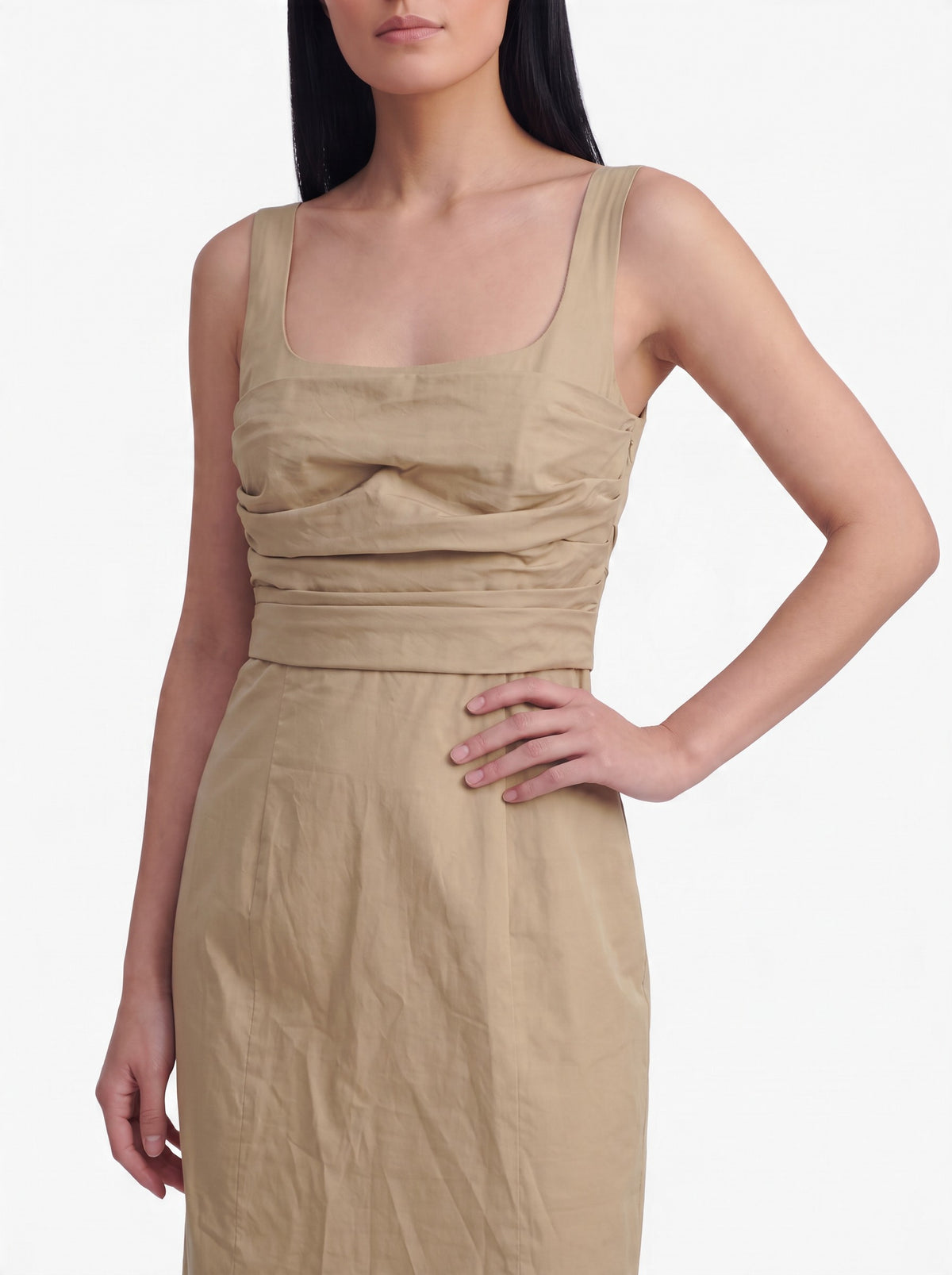 Moschino Cheap and Chic Beige Cotton Midi Dress W191026.27  Moschino 