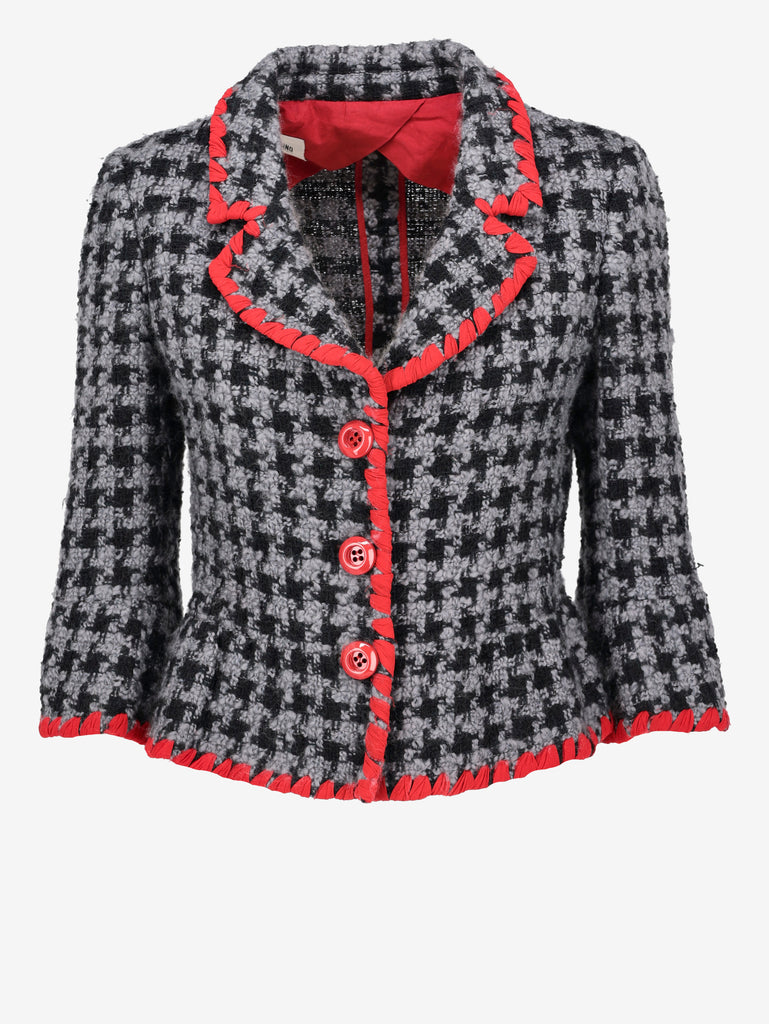 Moschino Cheap and Chic Cropped Wool-Blend Check Jacket W191026.28  Moschino 