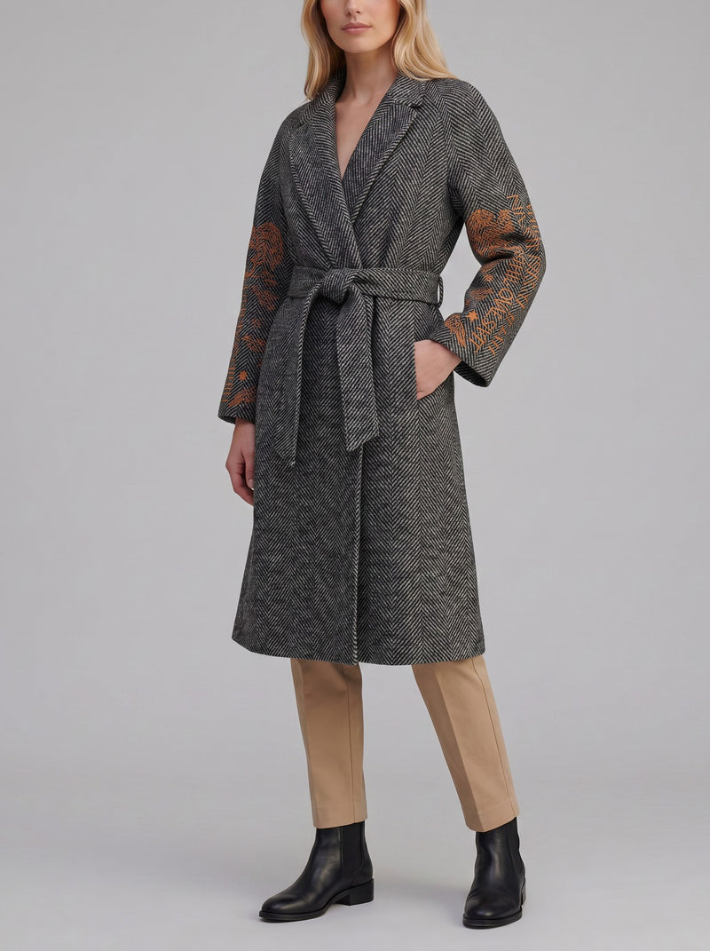 Moschino Embroidered Wool Belted Coat CVM26.22.56  Moschino Couture 