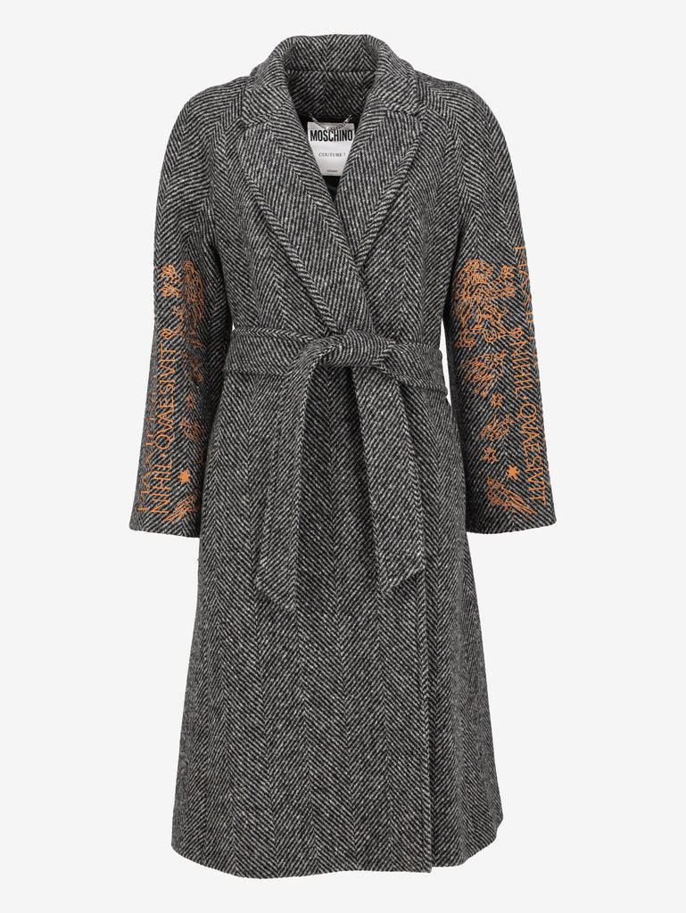 Moschino Embroidered Wool Belted Coat CVM26.22.56  Moschino Couture 