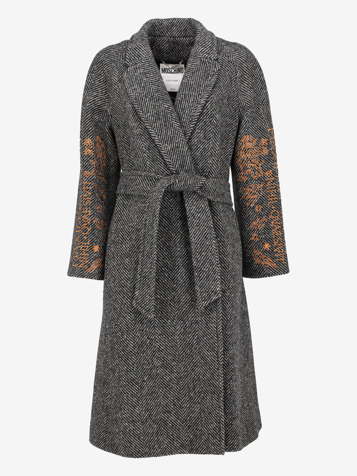 Moschino Embroidered Wool Belted Coat CVM26.22.56  Moschino Couture 