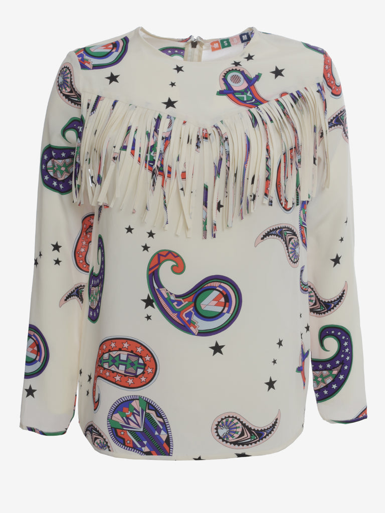 MSGM Fringed Patterned Blouse