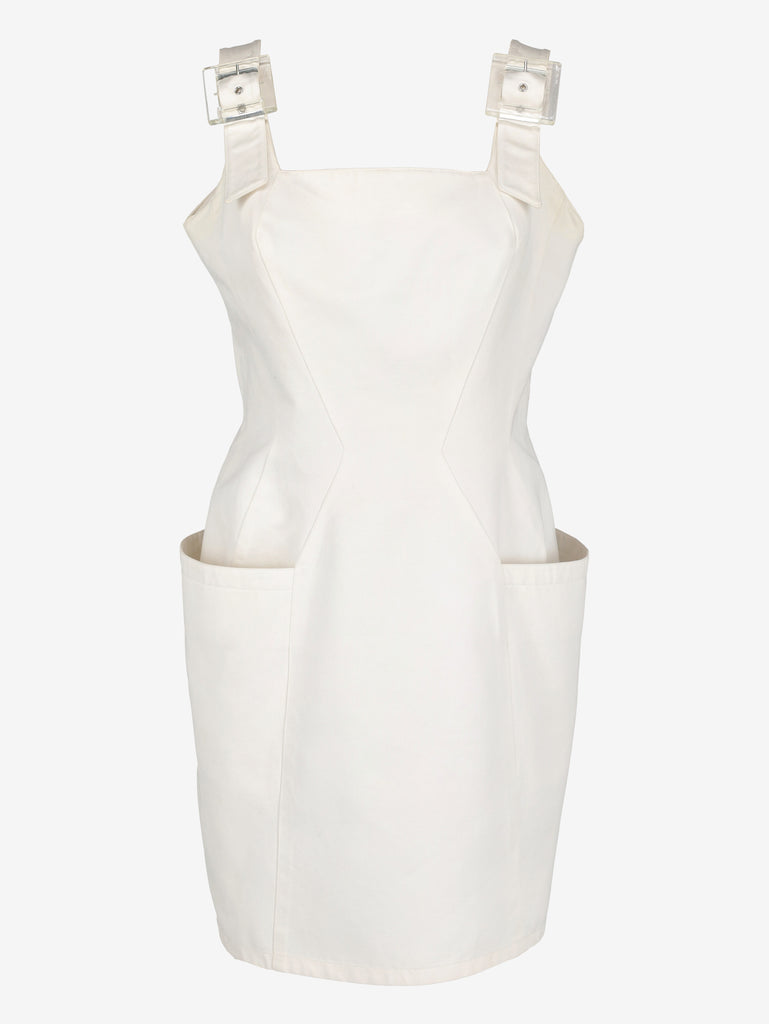 Mugler Vintage White Geometric Cotton Mini Dress W140926.2  Mugler 