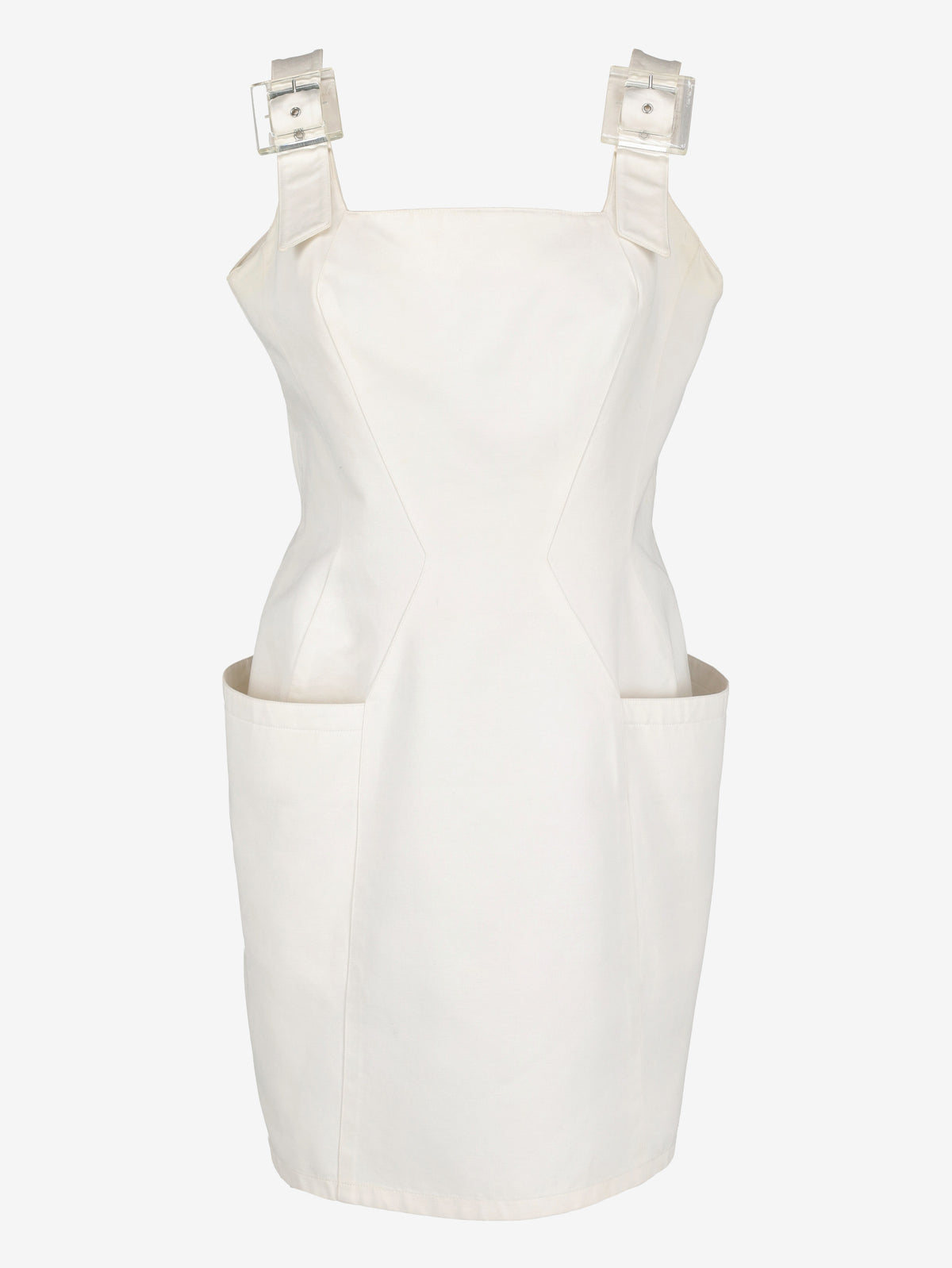 Mugler Vintage White Geometric Cotton Mini Dress W140926.2  Mugler 