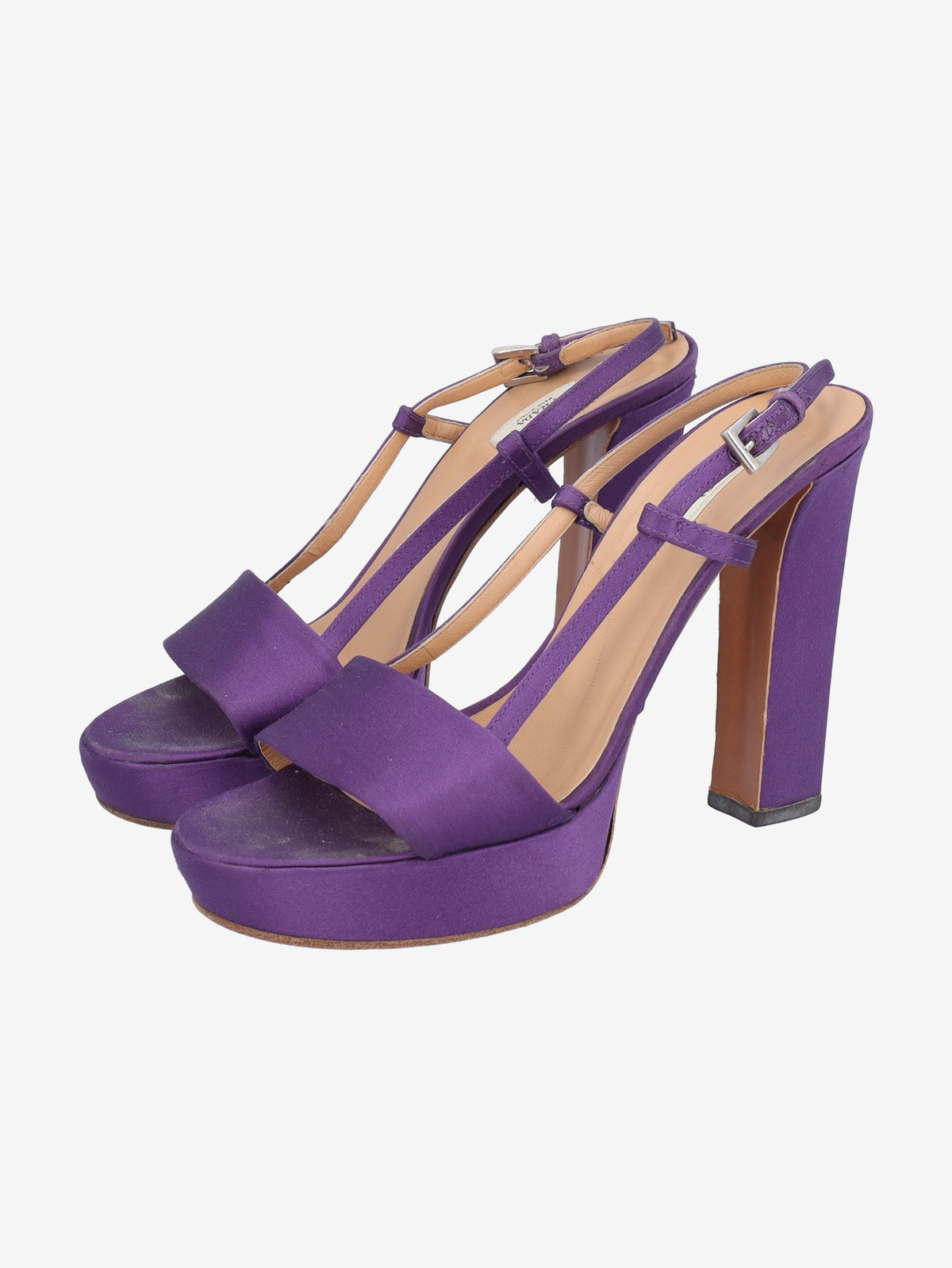 Prada Purple Satin Platform Sandals W191026.1  Prada 