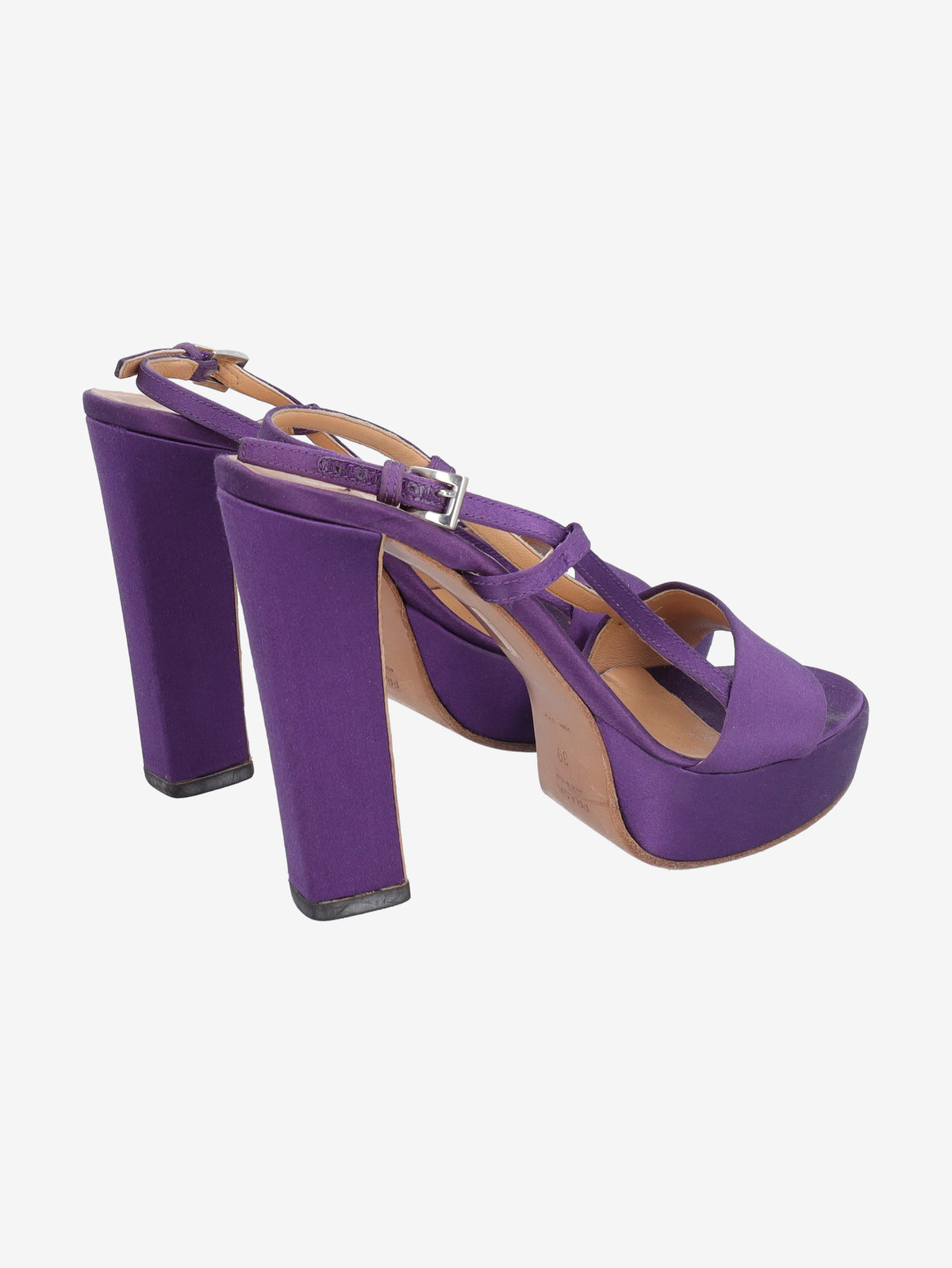 Prada Purple Satin Platform Sandals W191026.1  Prada 