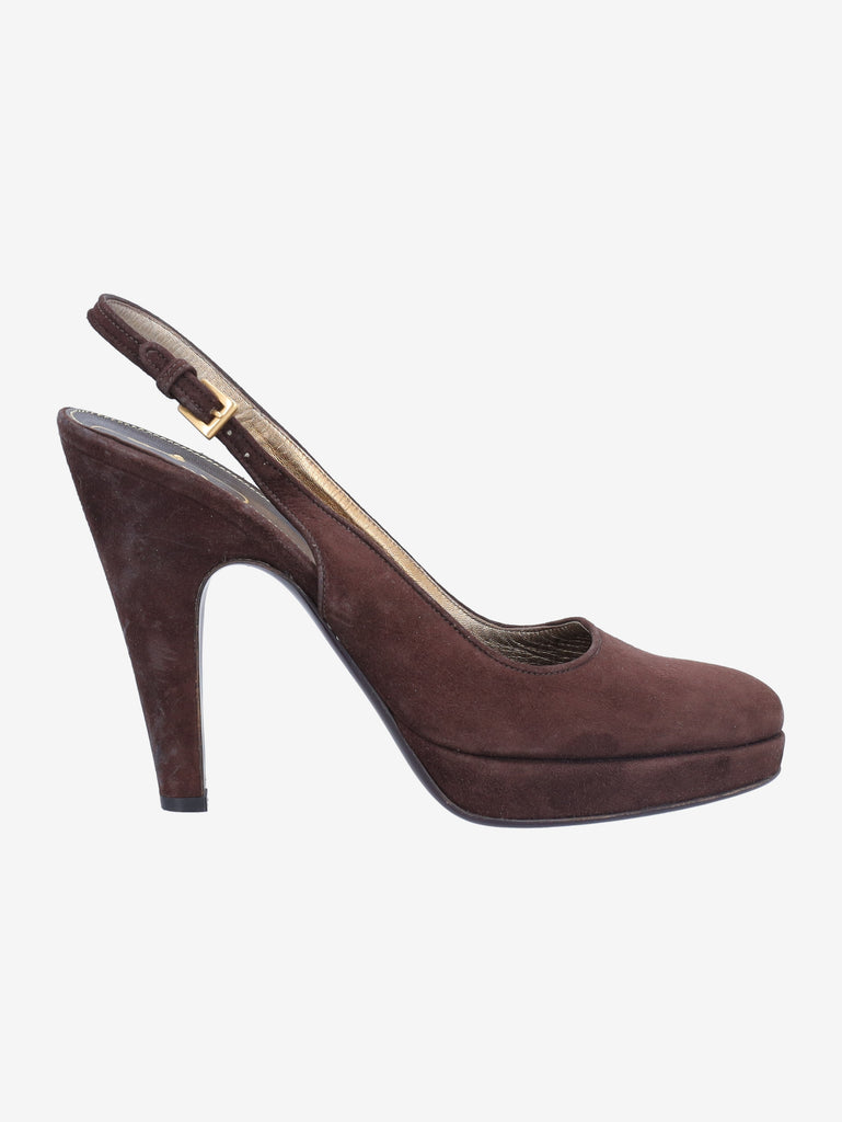 Prada Brown Suede Slingback Heels W191026.3  Prada 