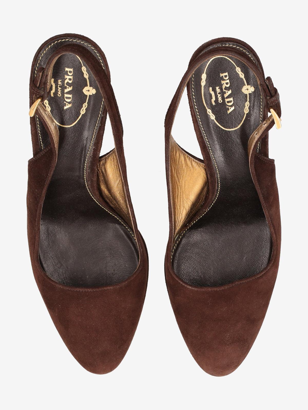 Prada Brown Suede Slingback Heels W191026.3  Prada 
