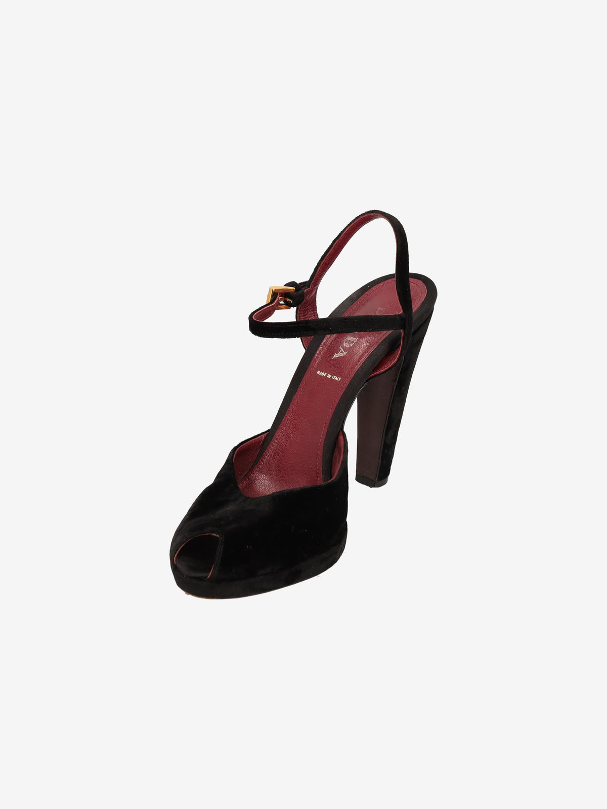 Prada Black Velvet-Effect Heeled Shoes W2926.44  Prada 