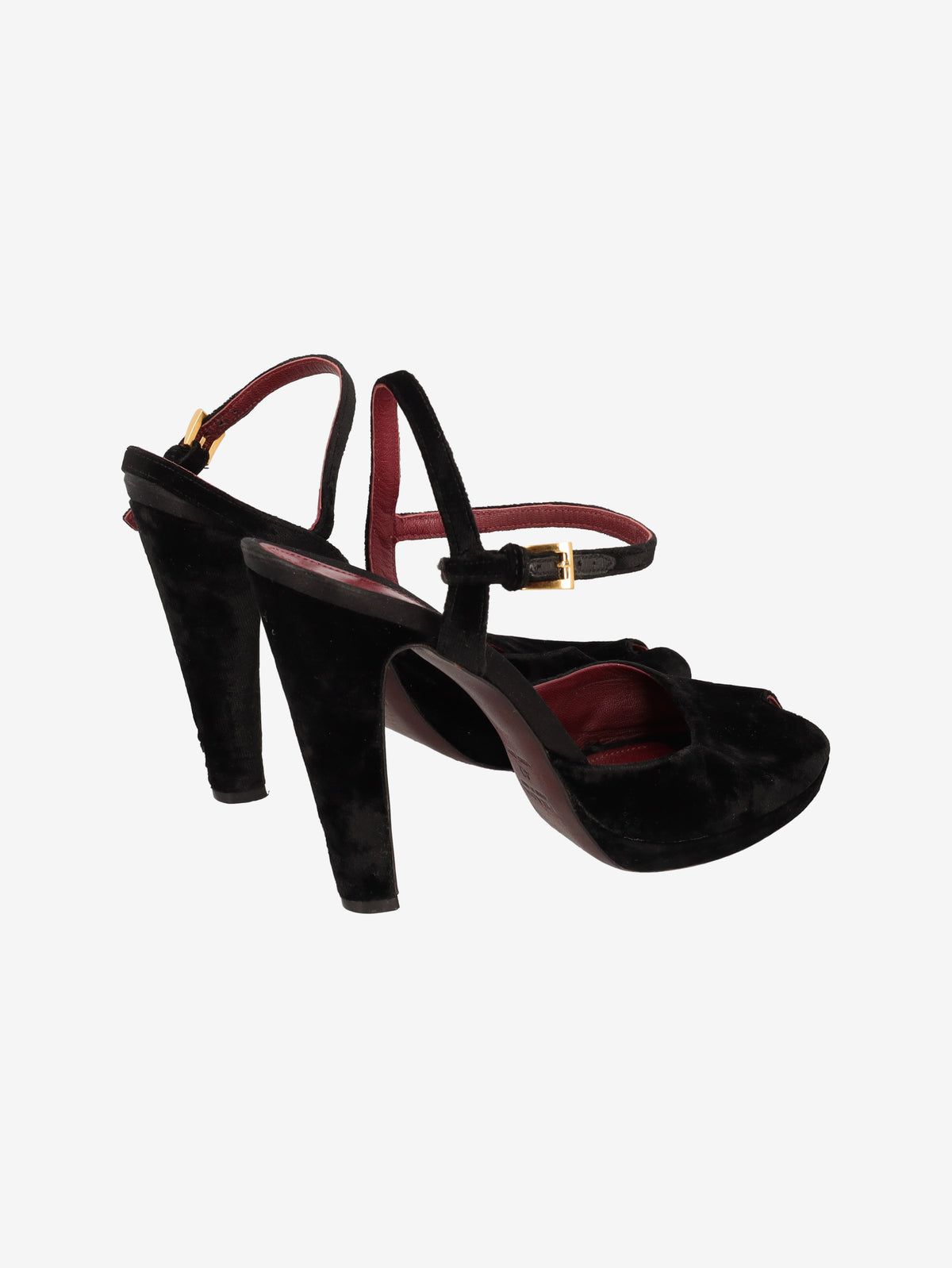 Prada Black Velvet-Effect Heeled Shoes W2926.44  Prada 