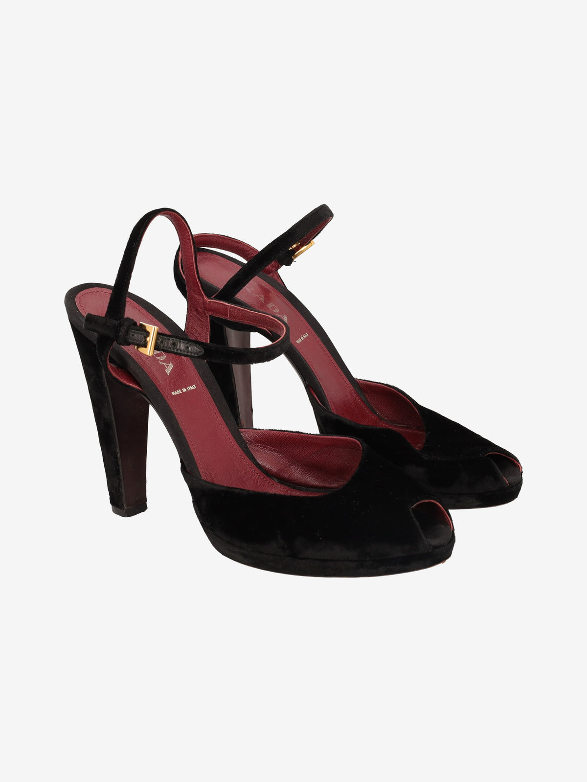 Prada Black Velvet-Effect Heeled Shoes W2926.44  Prada 