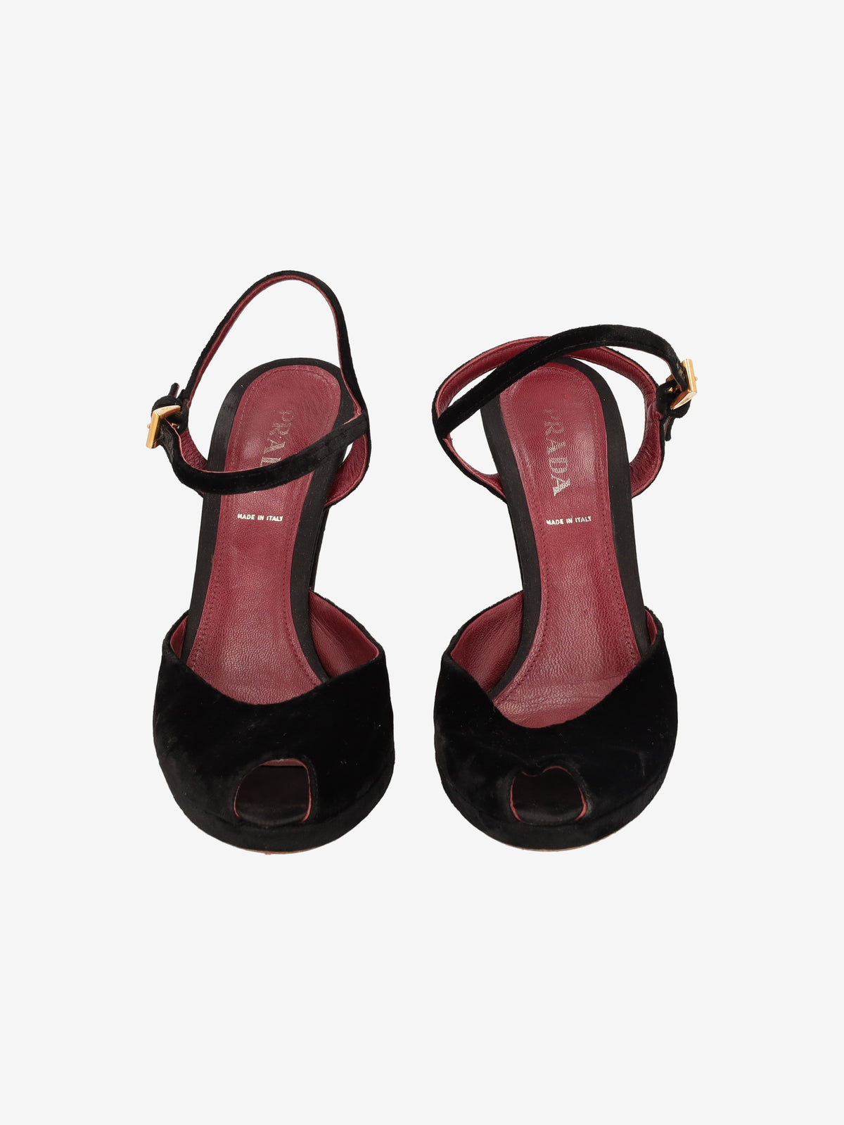 Prada Black Velvet-Effect Heeled Shoes W2926.44  Prada 