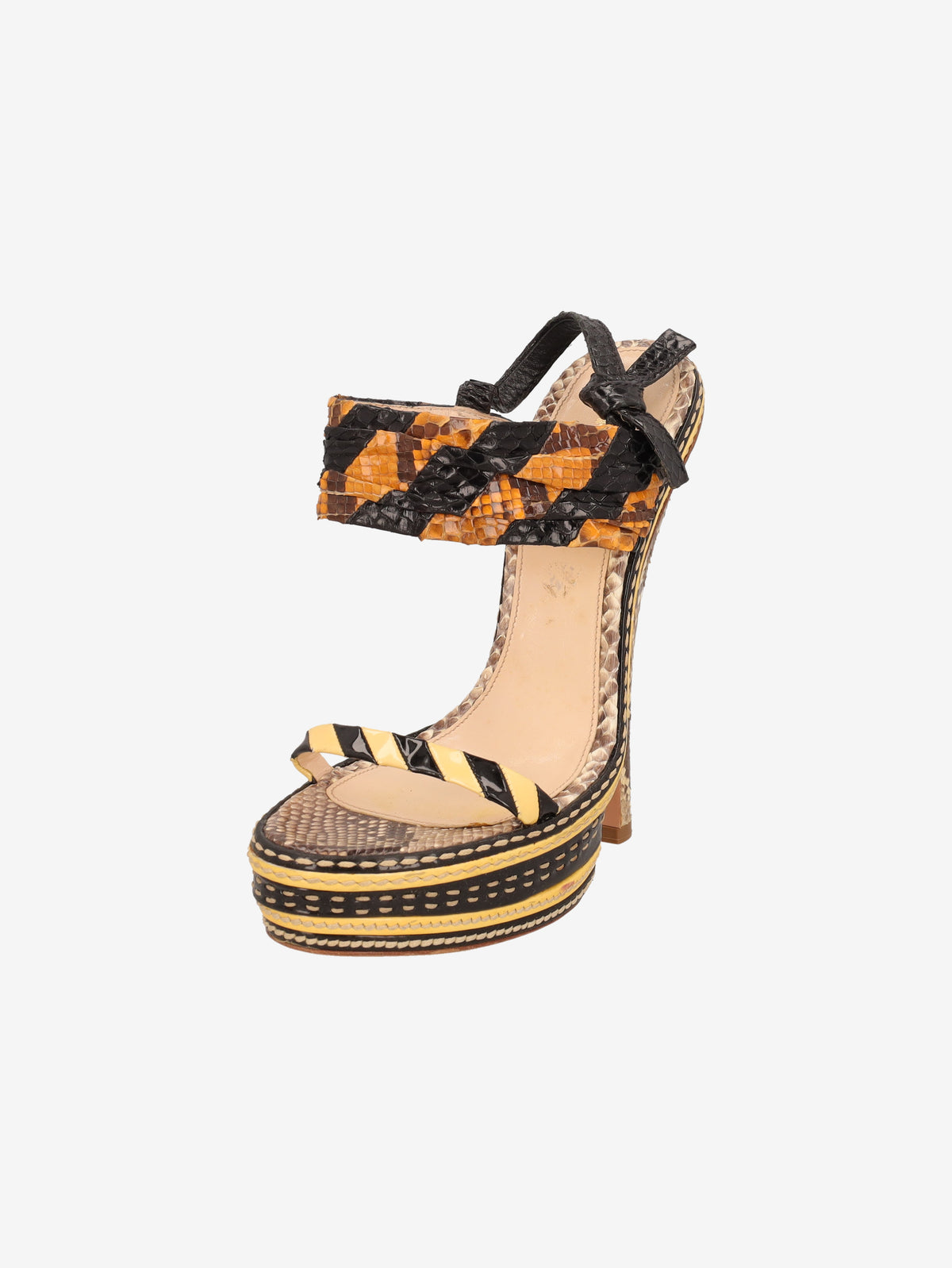Prada Spring/Summer 2009 Runway Patchwork Python Platform Sandals W2926.46  Prada 