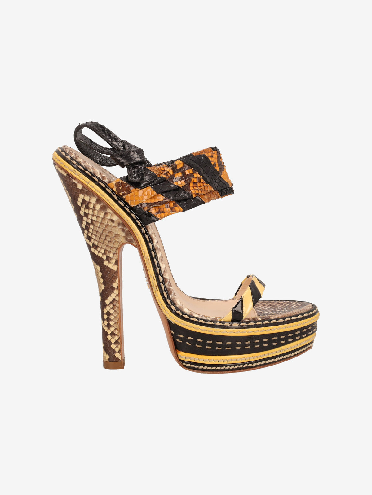 Prada Spring/Summer 2009 Runway Patchwork Python Platform Sandals W2926.46  Prada 