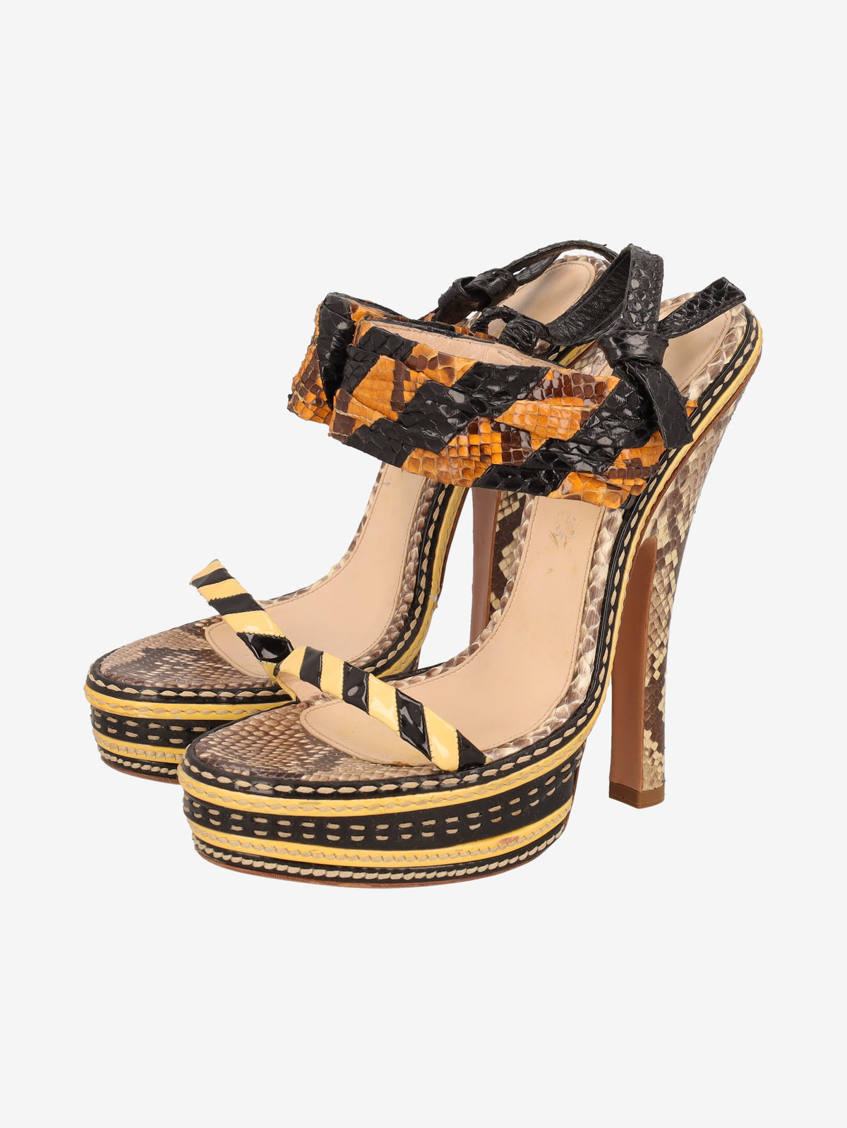 Prada Spring/Summer 2009 Runway Patchwork Python Platform Sandals W2926.46  Prada 
