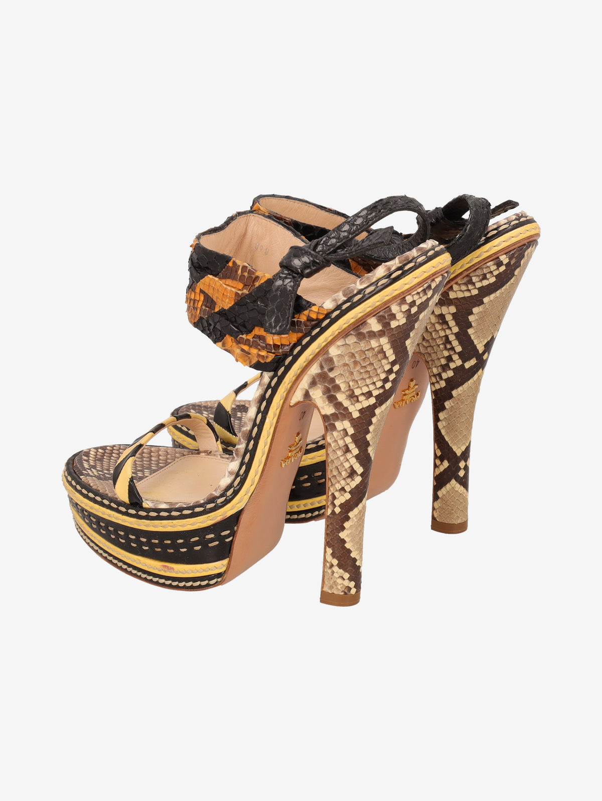 Prada Spring/Summer 2009 Runway Patchwork Python Platform Sandals W2926.46  Prada 