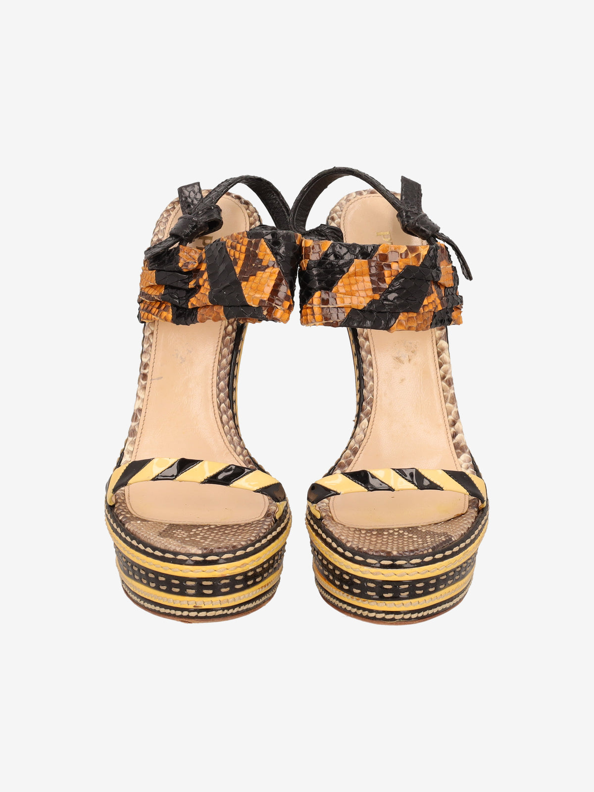 Prada Spring/Summer 2009 Runway Patchwork Python Platform Sandals W2926.46  Prada 