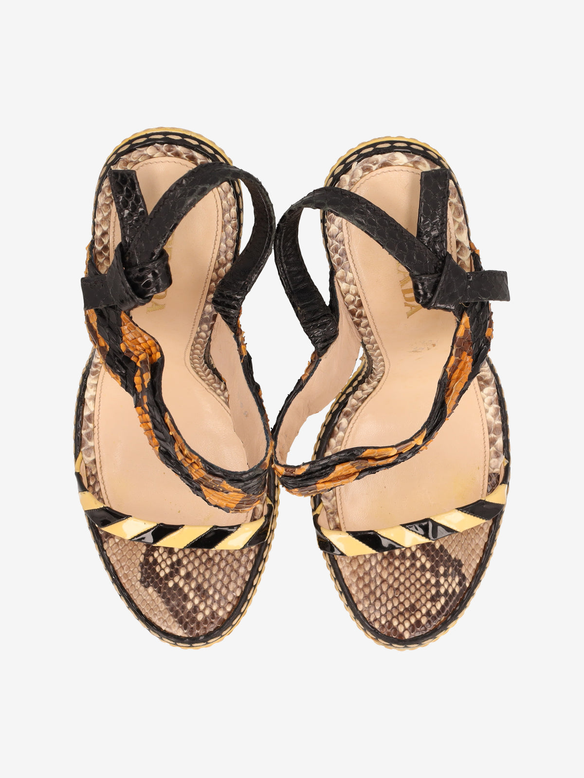 Prada Spring/Summer 2009 Runway Patchwork Python Platform Sandals W2926.46  Prada 