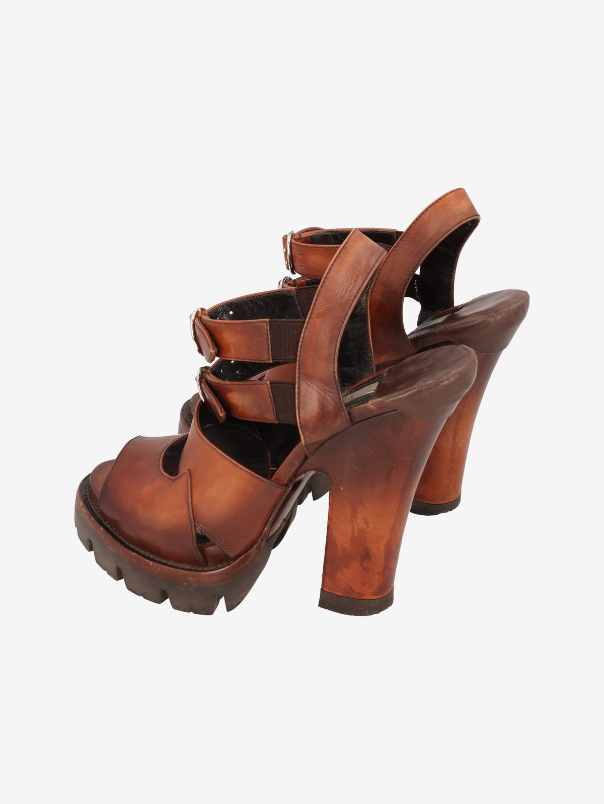 Prada FW2013 Distressed Leather High-Heel Sandals W6826.11  Prada 