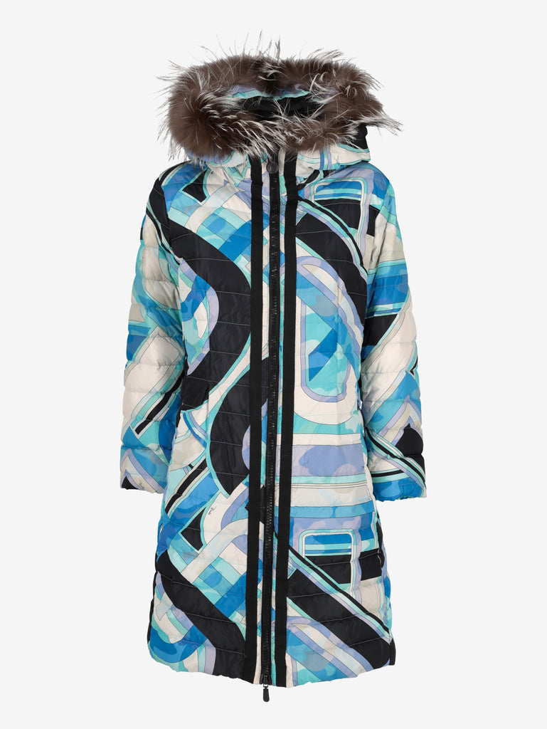 Emilio Pucci Printed Puffer Coat with Fur-Trim Hood CVM26.22.2  Pucci 