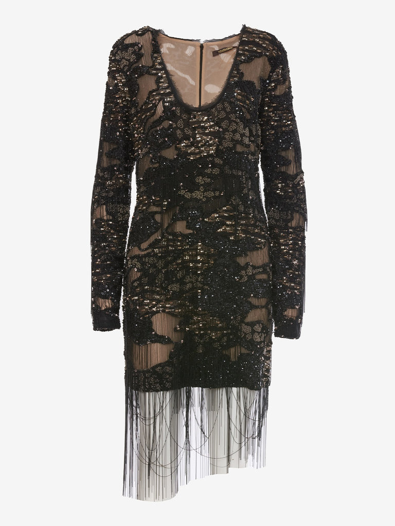 Roberto Cavalli Embroidered Silk Dress with Appliqués W230328.12  Roberto Cavalli 