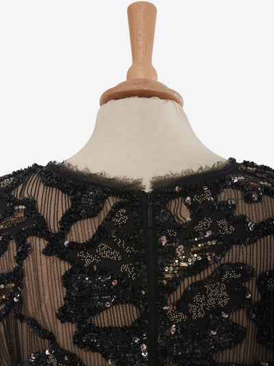 Roberto Cavalli Black silk dress embroidered with appliqués