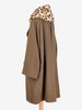 Romeo Gigli Vintage Dark Brown Wool Coat with Leopard-Print Collar WCV1004344  Romeo Gigli 