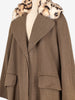 Romeo Gigli Vintage Dark Brown Wool Coat with Leopard-Print Collar WCV1004344  Romeo Gigli 
