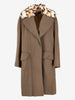 Romeo Gigli Vintage Dark Brown Wool Coat with Leopard-Print Collar WCV1004344  Romeo Gigli 