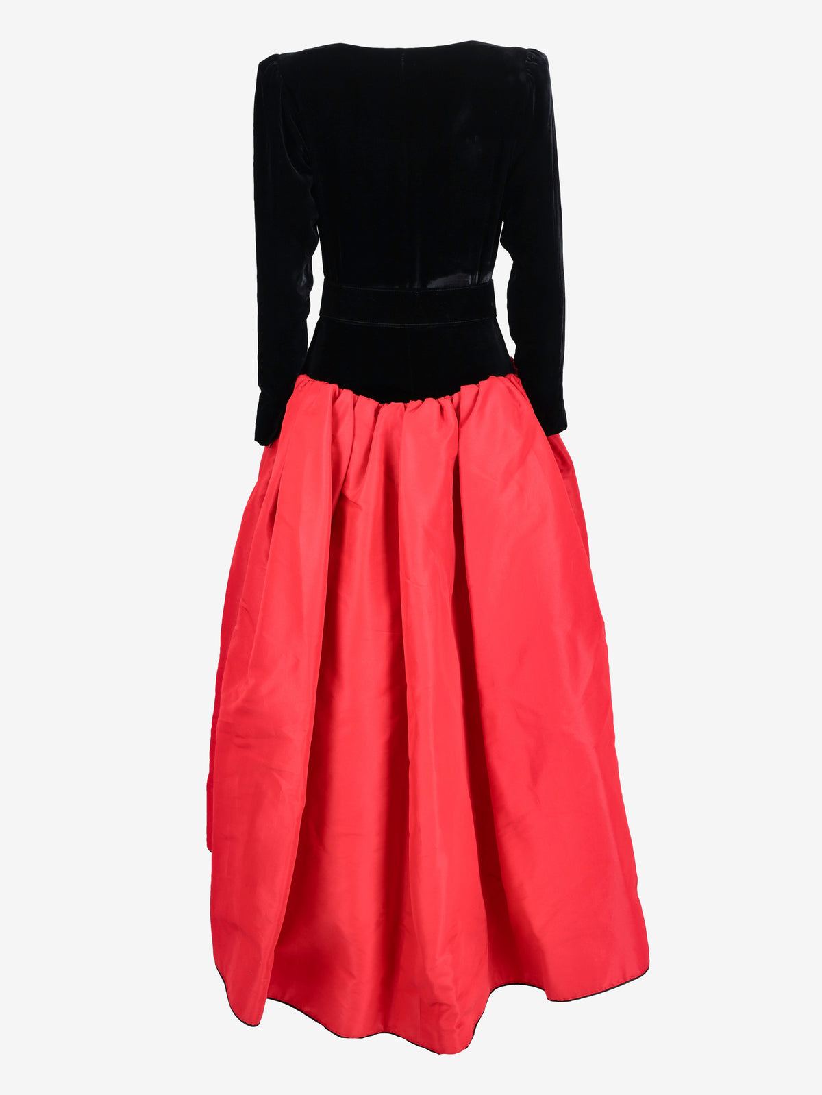 Yves Saint Laurent Rive Gauche FW 1988-89 Black Velvet & Red Faille Ballgown W2926.1  Yves Saint Laurent 