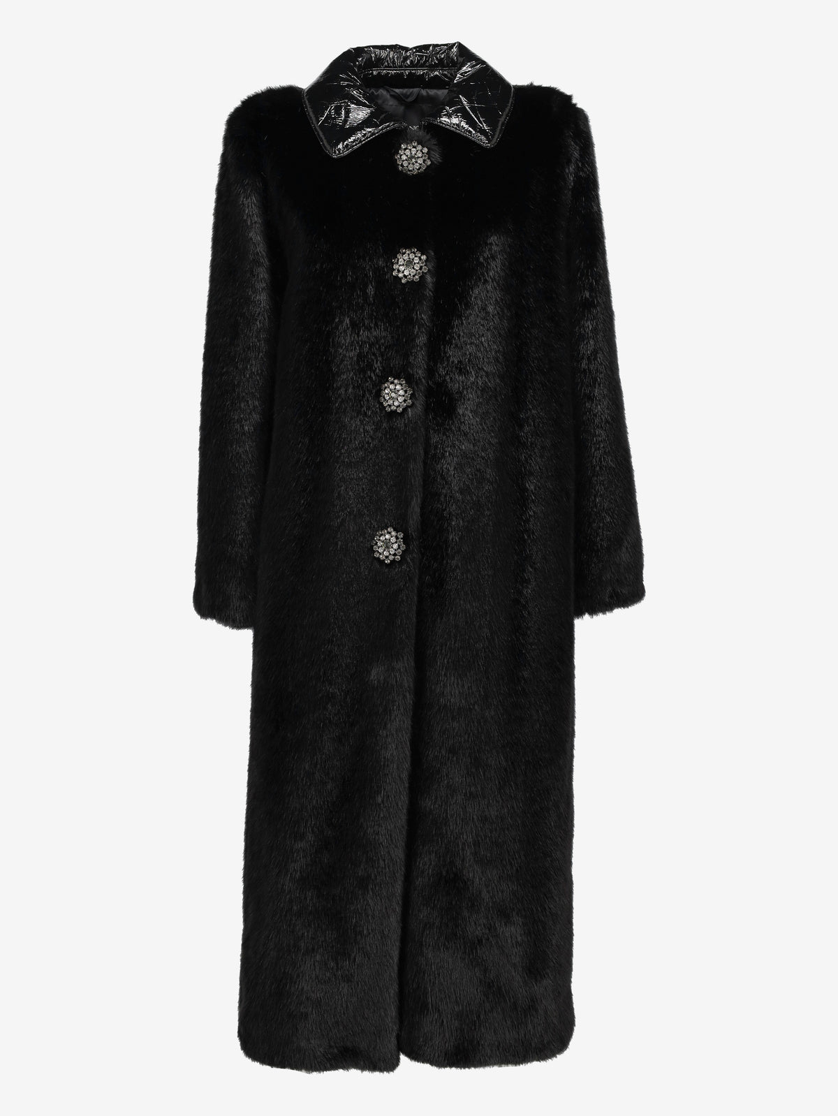 Ermanno Scervino Faux Fur Coat with Jewel Buttons CVM26.22.40  Ermanno Scervino 